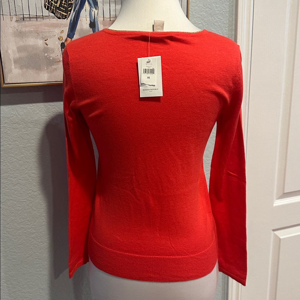 Banana Republic Sz XS Vibrant Coral Cardigan • NWT! - Picture 5 of 9